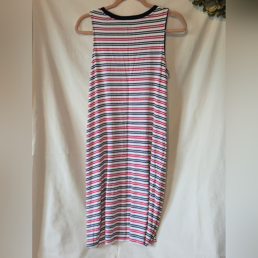 Time and Tru Large Patriotic Striped Sundress Dress Sleeveless With Pockets - Picture 5 of 5